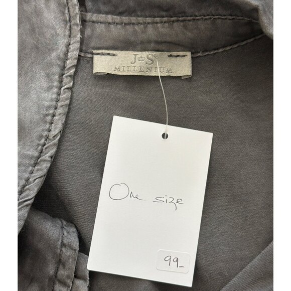 JS Millenium Top Grey Button-Up Long Sleeve Blouse Italy Women One Size Fit All - Picture 4 of 7